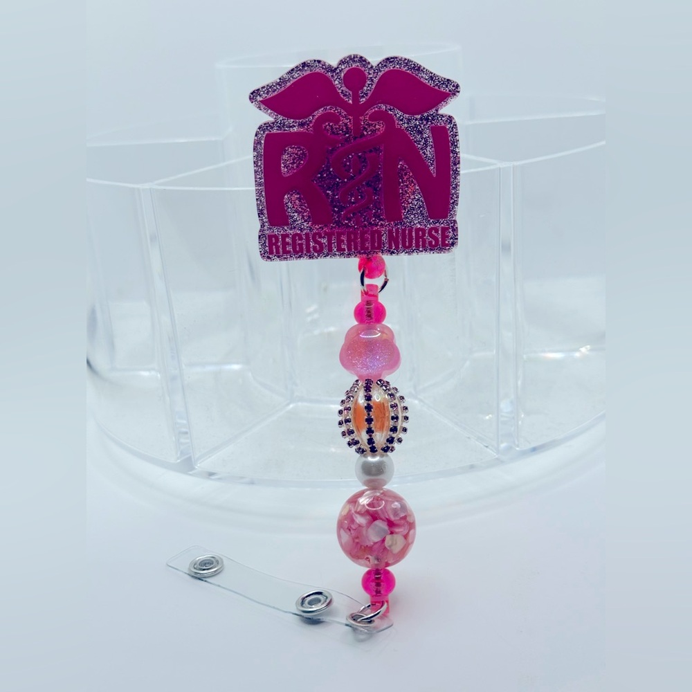 Pink RN Badge Reel